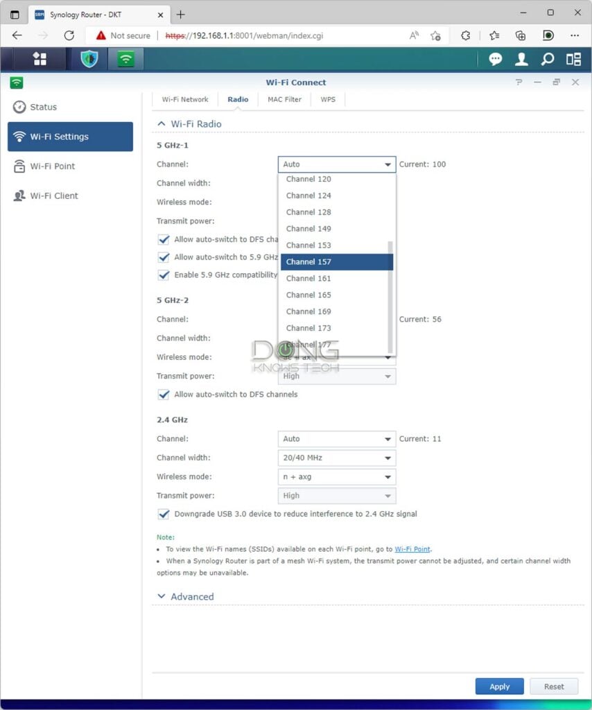 Synology RT6600ax 5.9GHz Channels