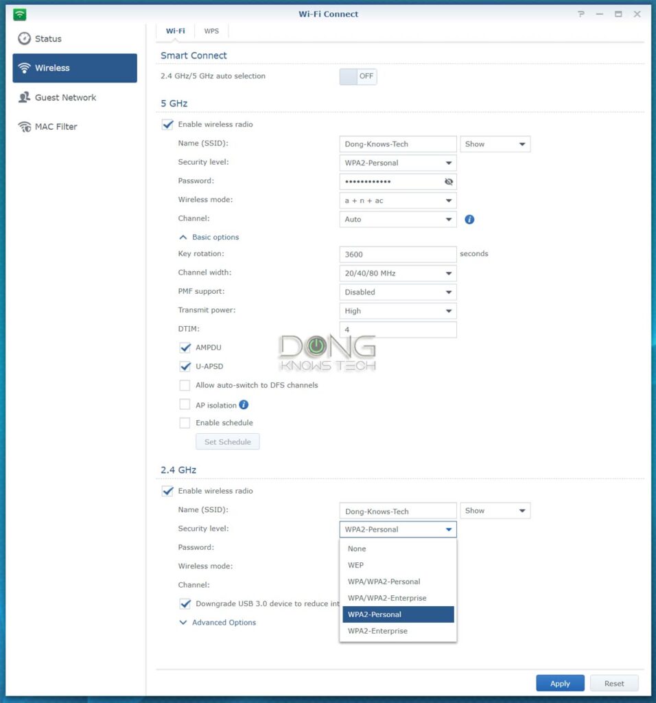 Synology Router Wi-Fi Settings