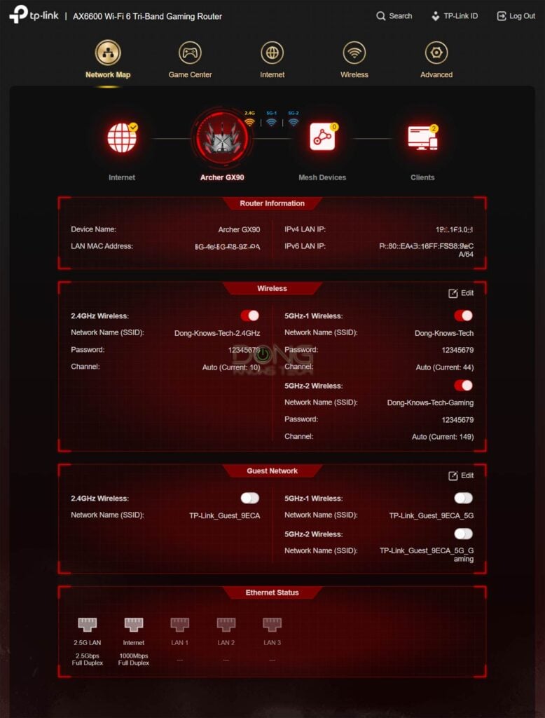 TP-Link Archer GX90 Web Interface