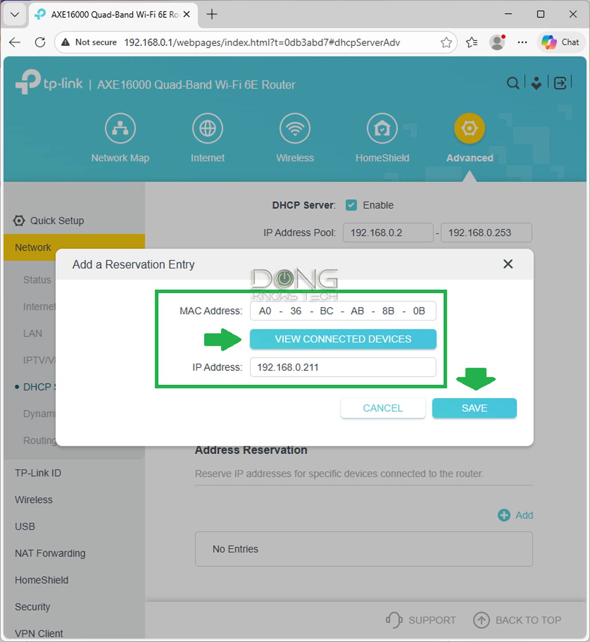 IP Reservation, Explained: Steps to Assign a Persistent IP Address to a Connected Device 9 TP-Link IP reservation