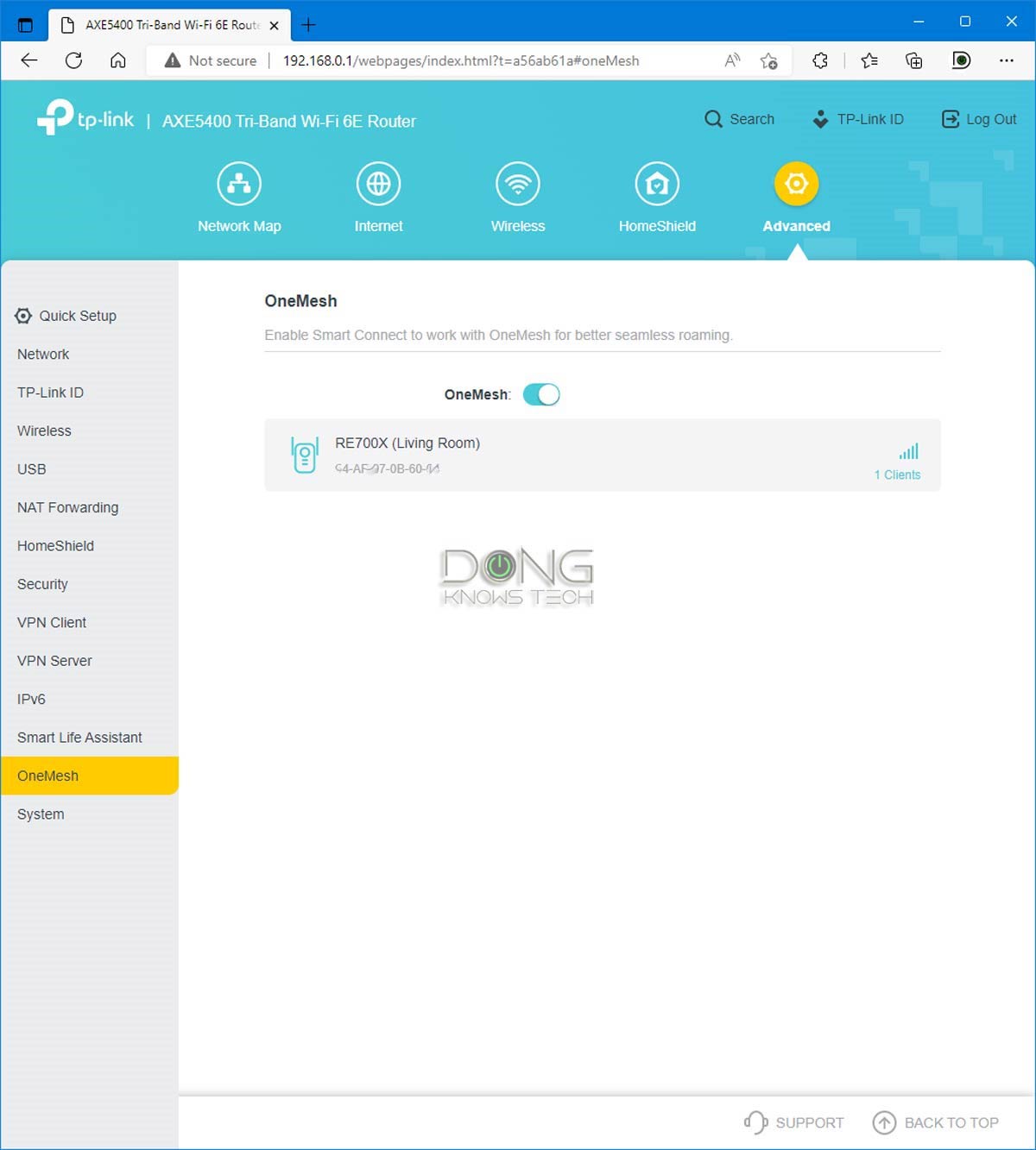 TP-Link OneMesh in Action on Router