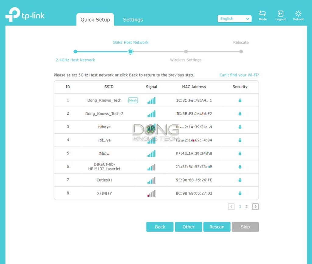 TP-Link RE715X OneMesh Sellection