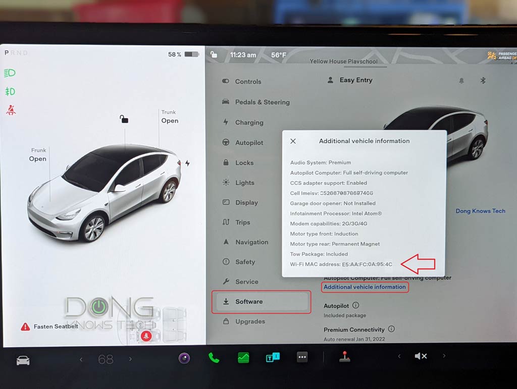 Tesla Moel Y Wi-Fi MAC Address