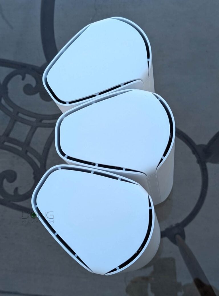 The 3 pack NETGEAR RBE873 Orbi 870 Series from a bove