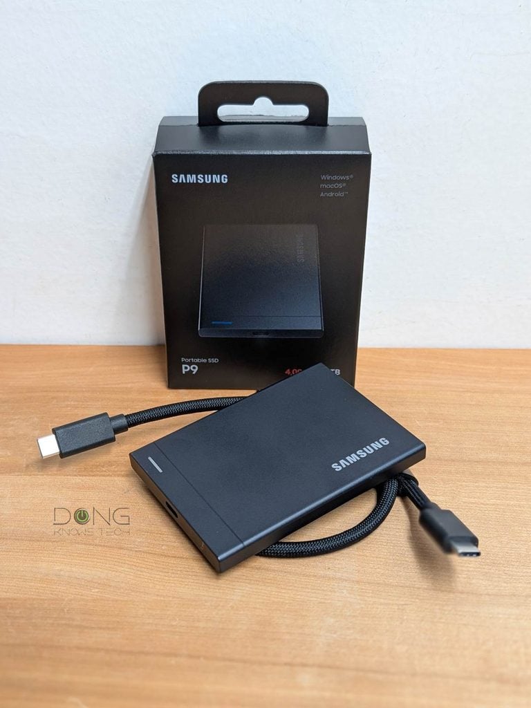 The Samsung P9 Portable SSD comes with a USB-C cable out of the box