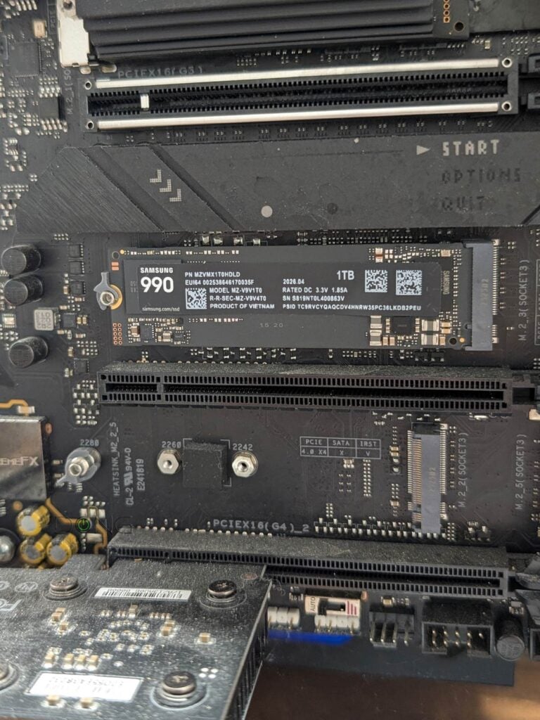 The Samsung SSD 990 NVMe Gen 4x4 drive is being tested
