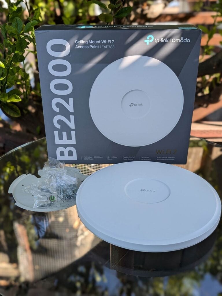 The TP-Link Omada EAP783 Wi-Fi 7 Access Point comes with mounting accessories and nothing else