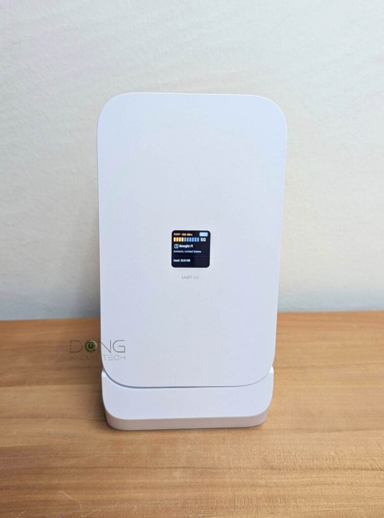 Ubiquiti UniFi 5G Max Review (vs. U5G-Max-Outdoor): An Stellar Cellular Backup for a UniFi Network 12 The Ubiquiti UniFi 5G Max's front touchscreen comes in handy when you need to quickly find out its status
