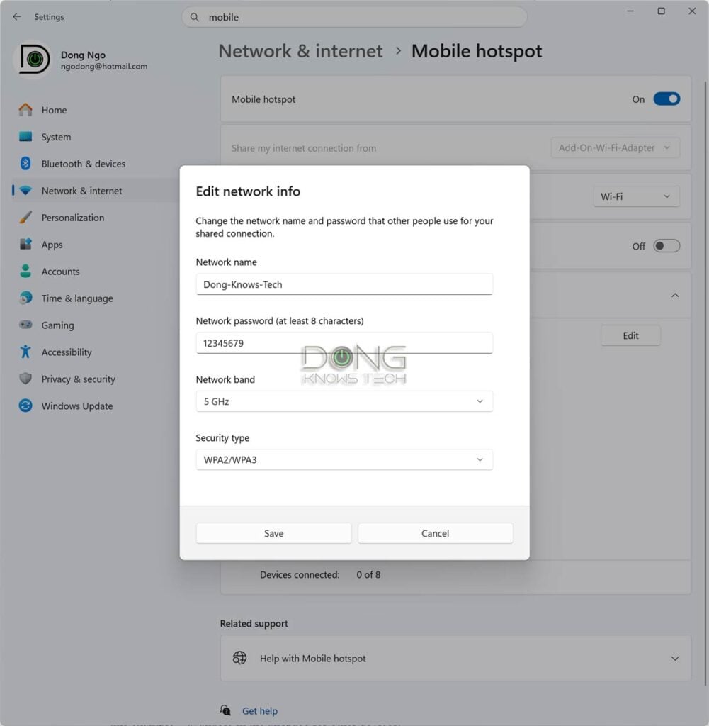 Turning your laptop in to a Wi-Fi travel router by creating a Wi-Fi network and use the 5GHz band