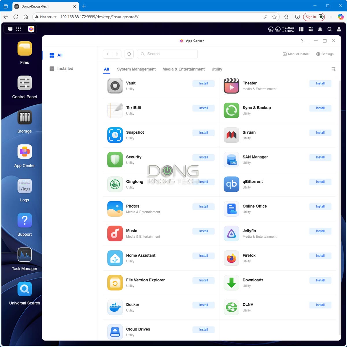 UGREEN NASync DH4300 Plus app list