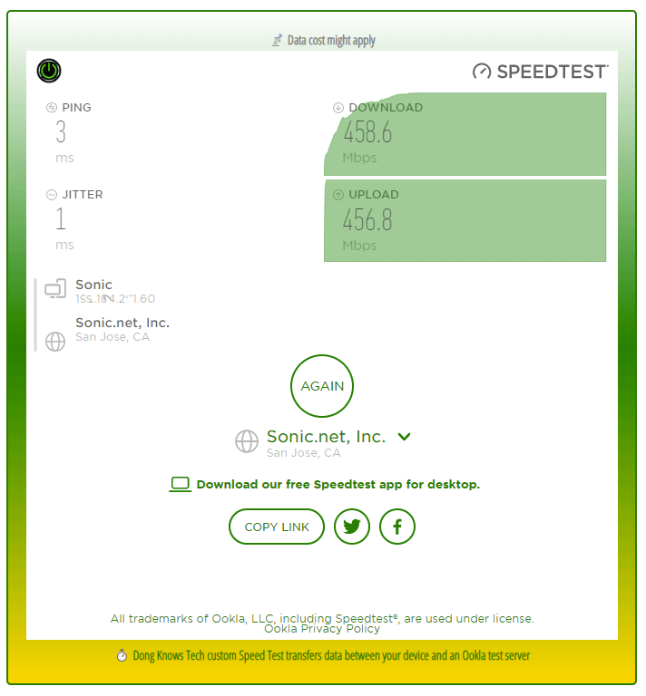 Ubiquiti UDR Spedtest