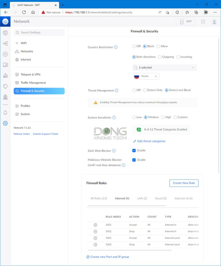 Ubiquiti UDR Threat Management