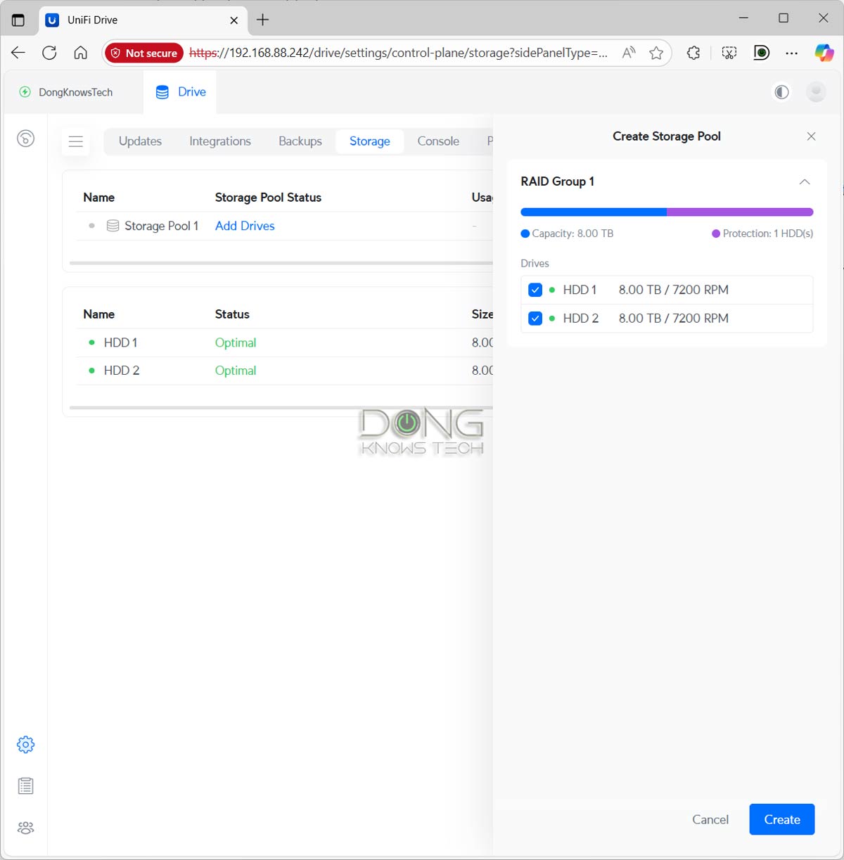 Ubiquiti UNAS 2 Storage Management