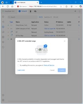 UniFi E7 AFC warning