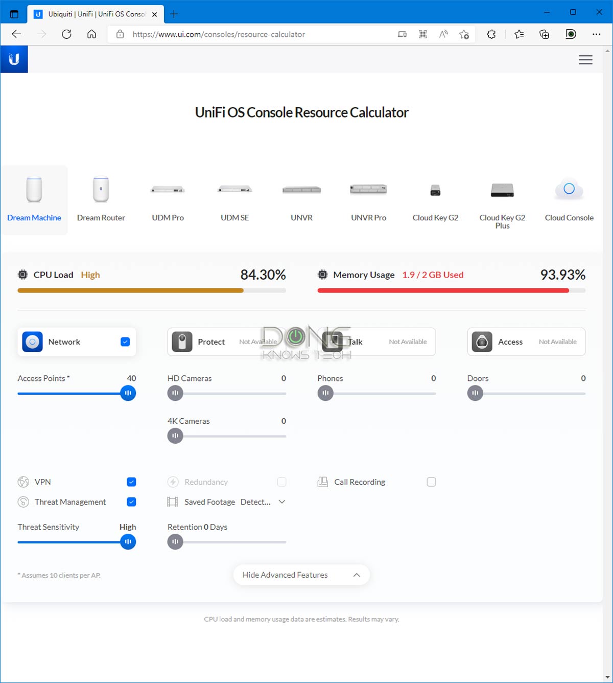 UniFi OS Control UDM