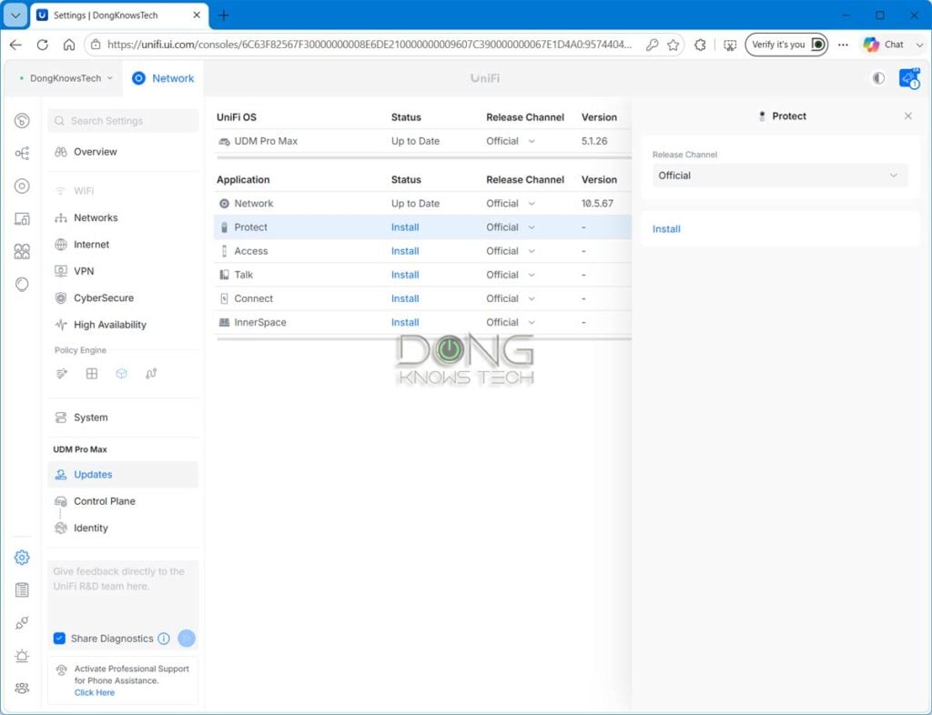 UniFi Protect available on a UDM-Pro Max