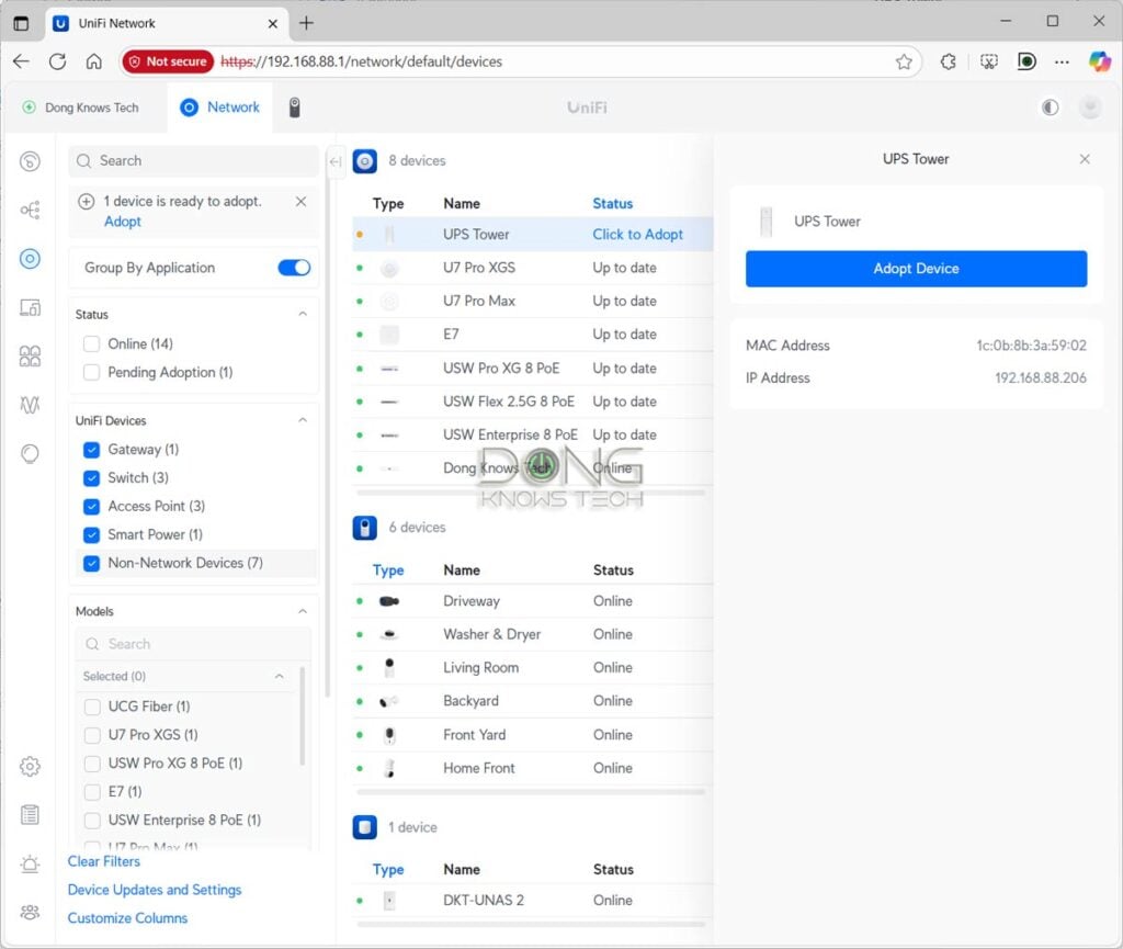 UniFi UPS Tower detected via UniFi Network