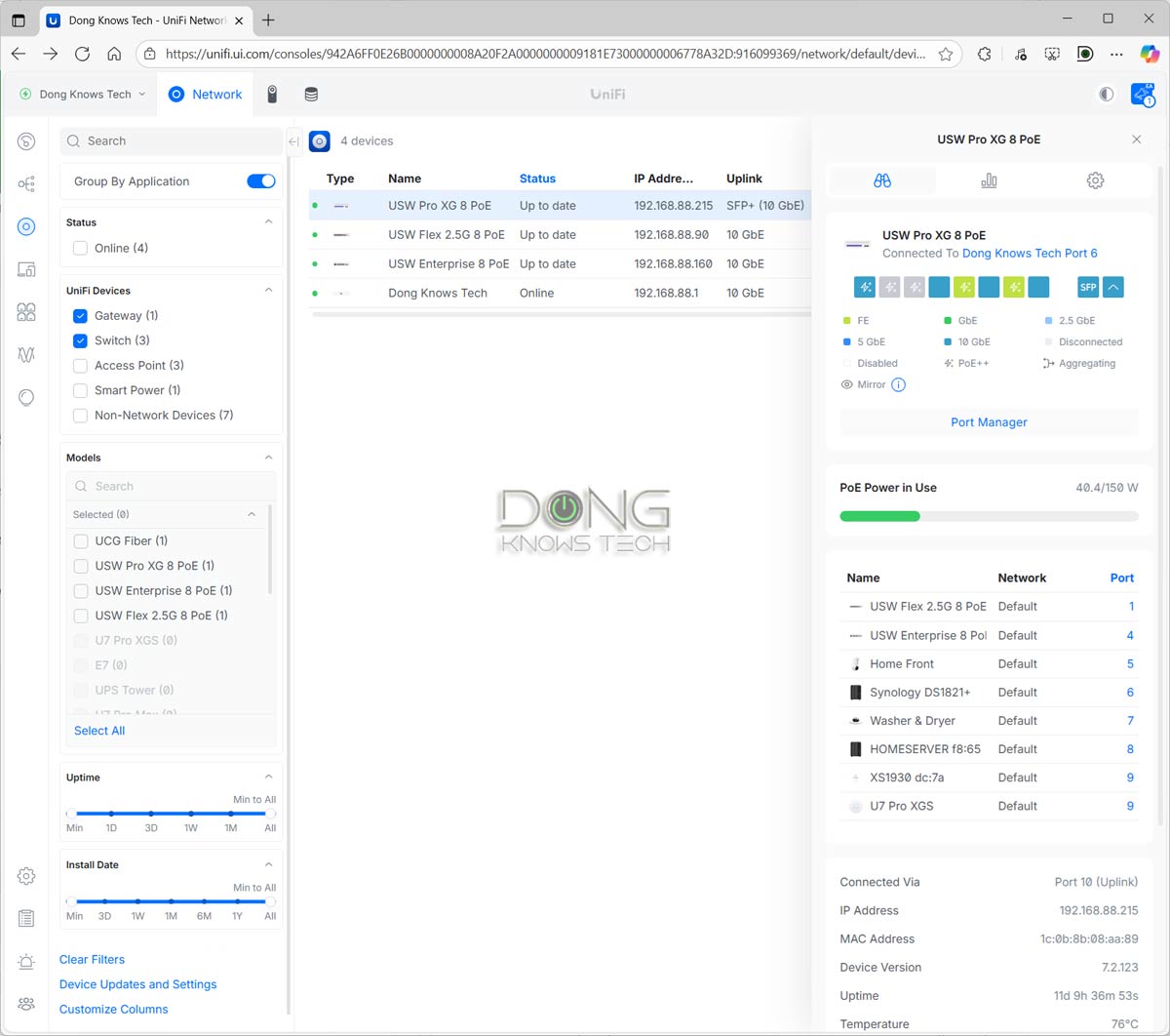 UniFi switches being managed by a UniFi console