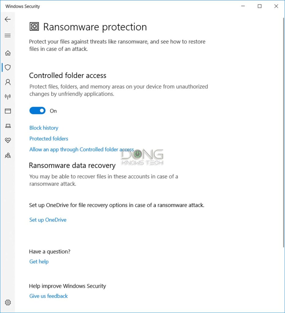 Windows 10 Ransomware Protection Feature