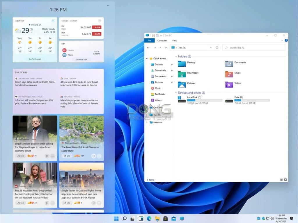 Windows 11 File Manager and Widgets