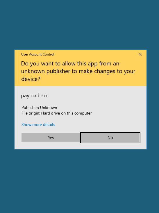 Windows User Account Control Message