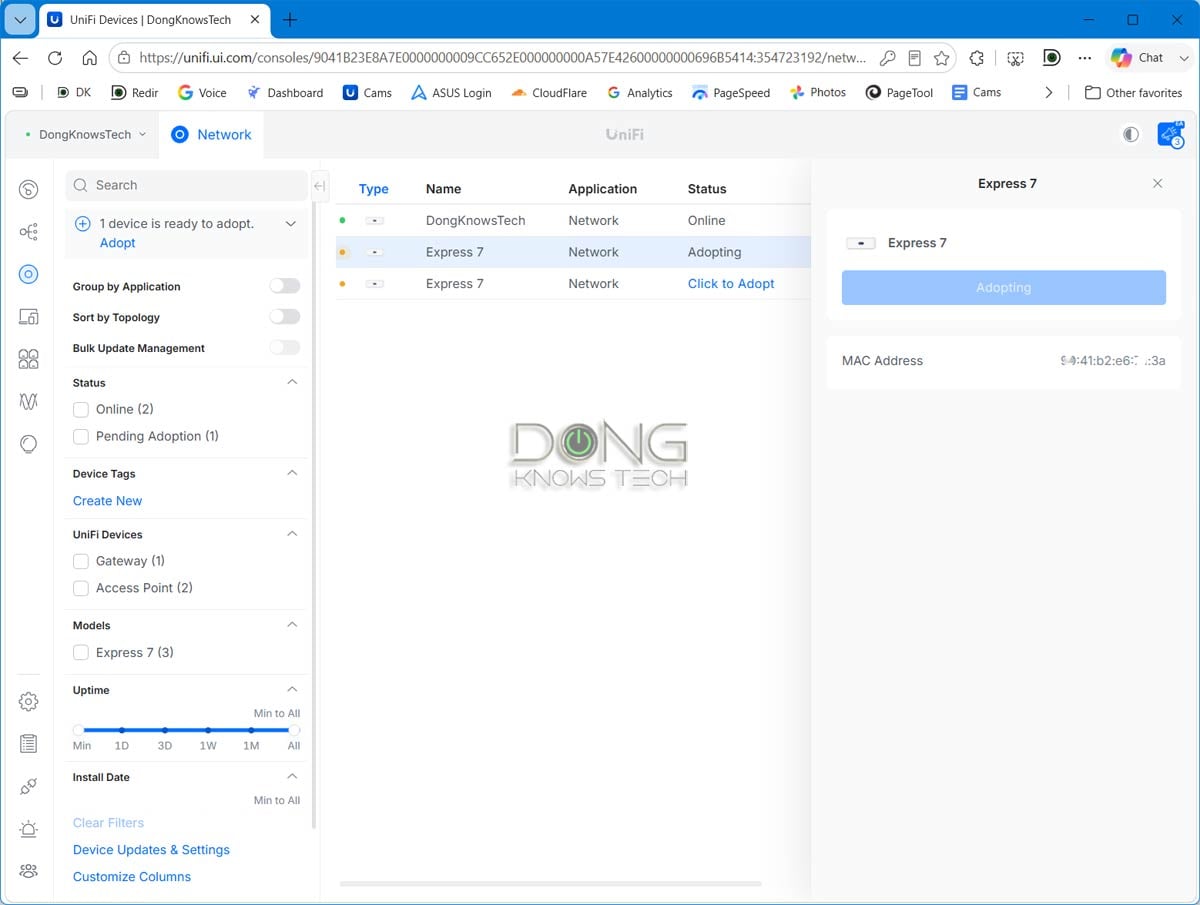 You can adopt a UniFi Express 7 unit (or any UniFi access point) into the system with a single click